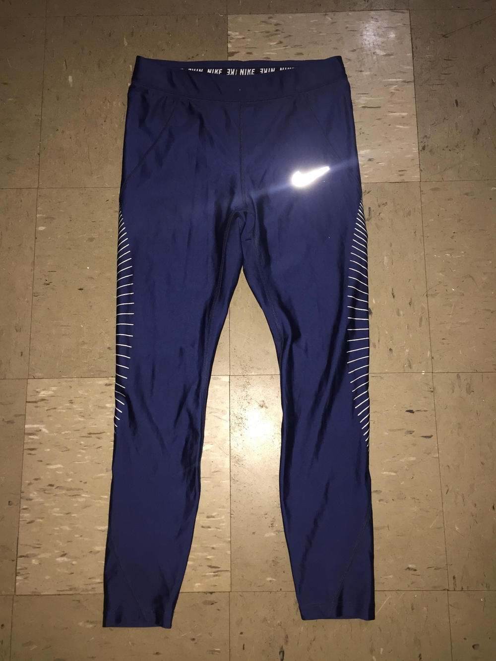 Nike Navy Athletic Leggings with Reflective Swoosh